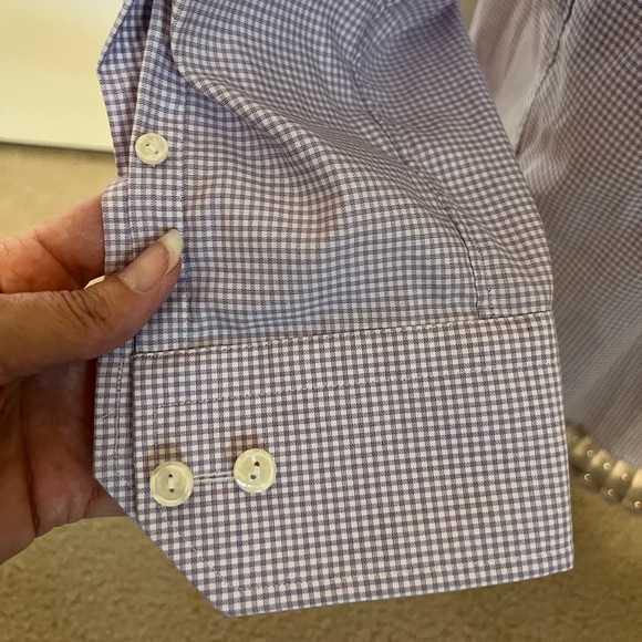 Eton Lavender & White Check Button Up Dress Shirt - Picture 4 of 7